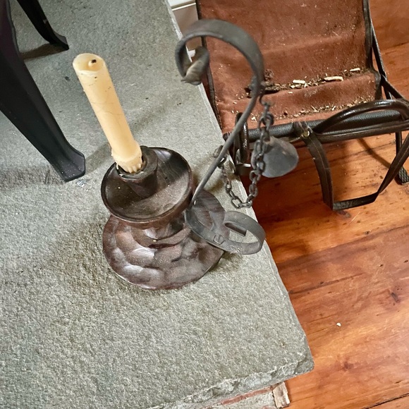 Vintage Wood and Wrought Iron Candle Holders with Snuffers. Gorgeous. - Picture 6 of 7